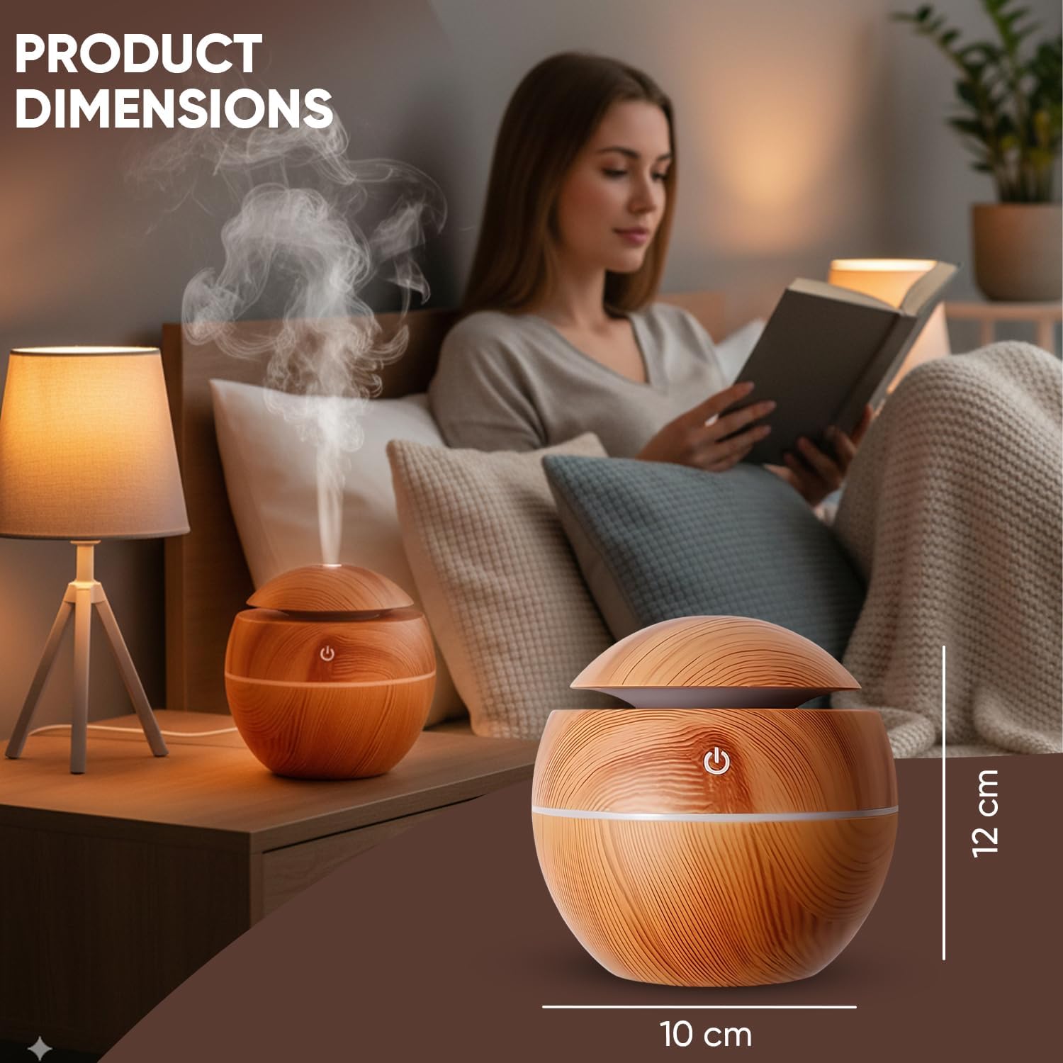 AZULON 130ml yellow mini humidifier shown from another angle