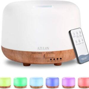 AZULON 300ml yellow ultrasonic essential oil diffuser releasing a fine aromatherapy mist